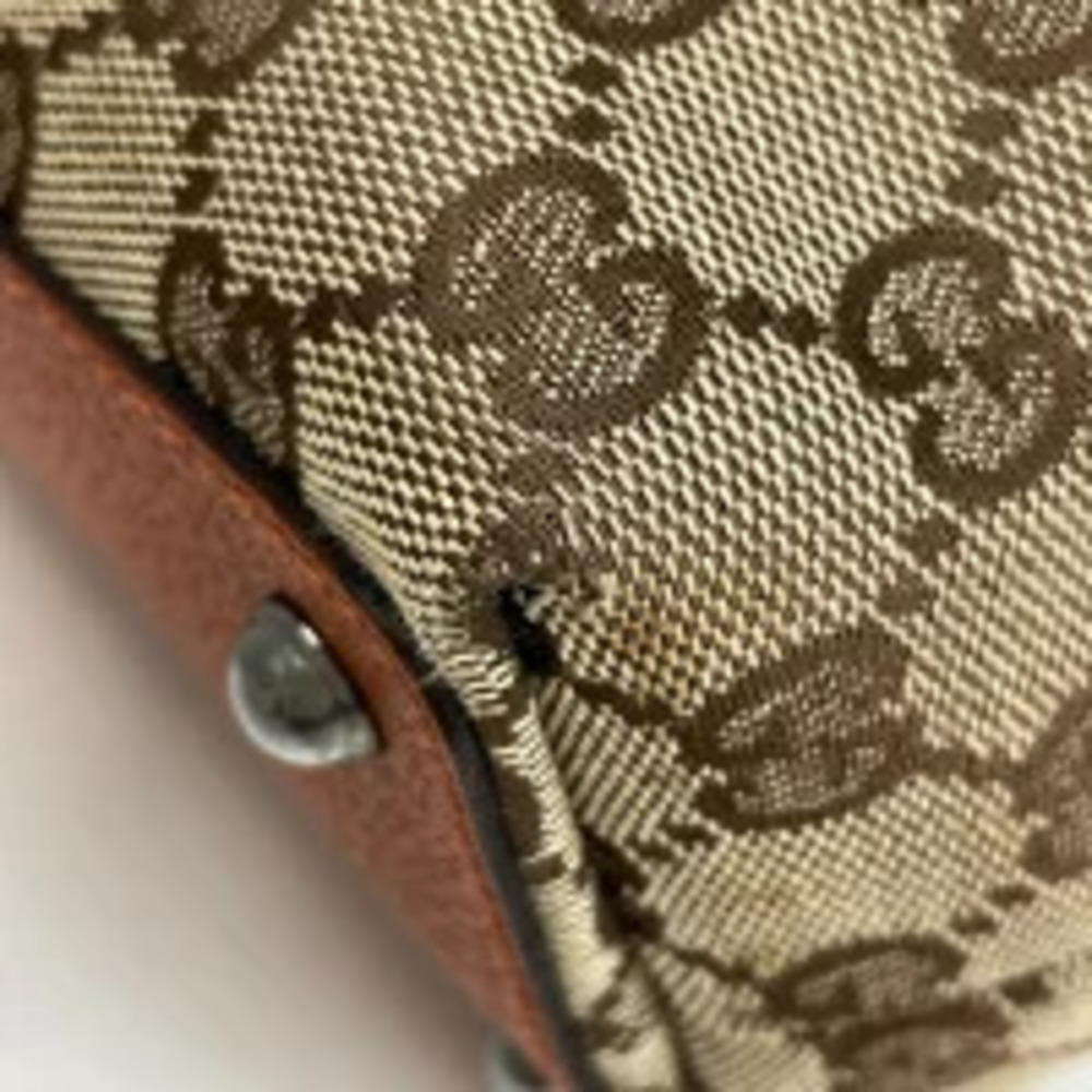 Gucci Tote Brown GG Beige Bag Handbag Canvas Brown Tan